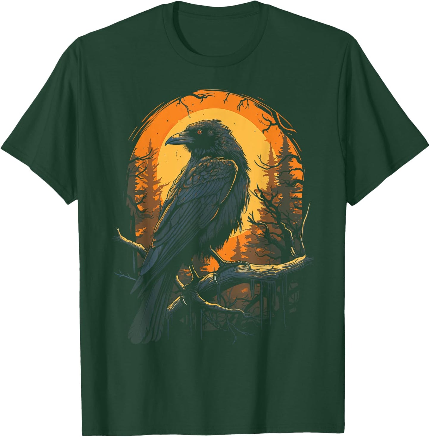 Raven Black gothic Occult Viking Witchcraft T-Shirt - T-Shirt | Forest