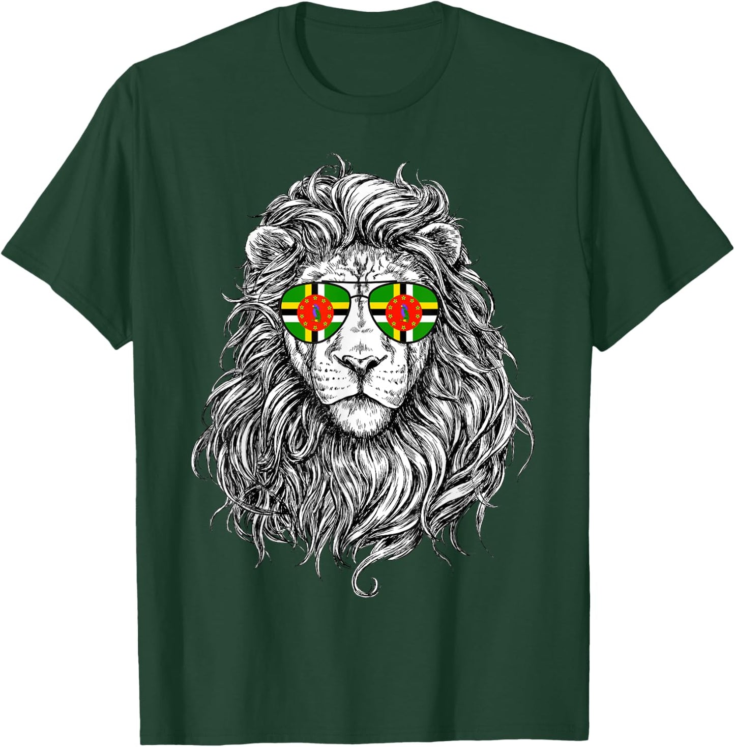 Dominica Flag Lion Sunglasses Dominica Gifts Love Dominica T-Shirt - T-Shirt | Forest