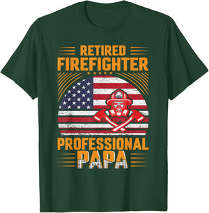 Firefighter Dad - Retired Firefighter Professional Papa T-Shirt - T-Shirt | Forest