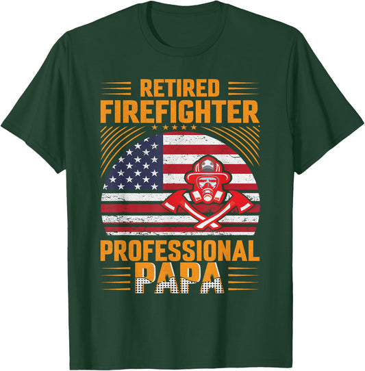 Firefighter Dad - Retired Firefighter Professional Papa T-Shirt - T-Shirt | Forest