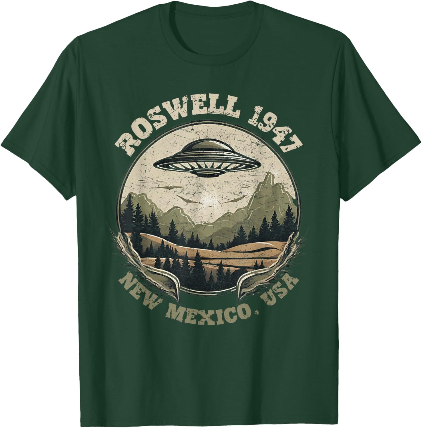 Roswell 1947 Abduction New Mexico UFO Vintage Alien Hunter T-Shirt - T-Shirt | Forest