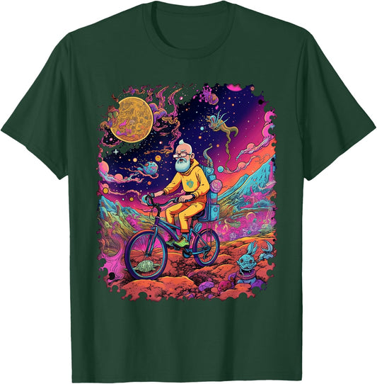 Bicycle Day Hofmann Trip | Psychedelic Comic Style Hippie T-Shirt - T-Shirt | Forest
