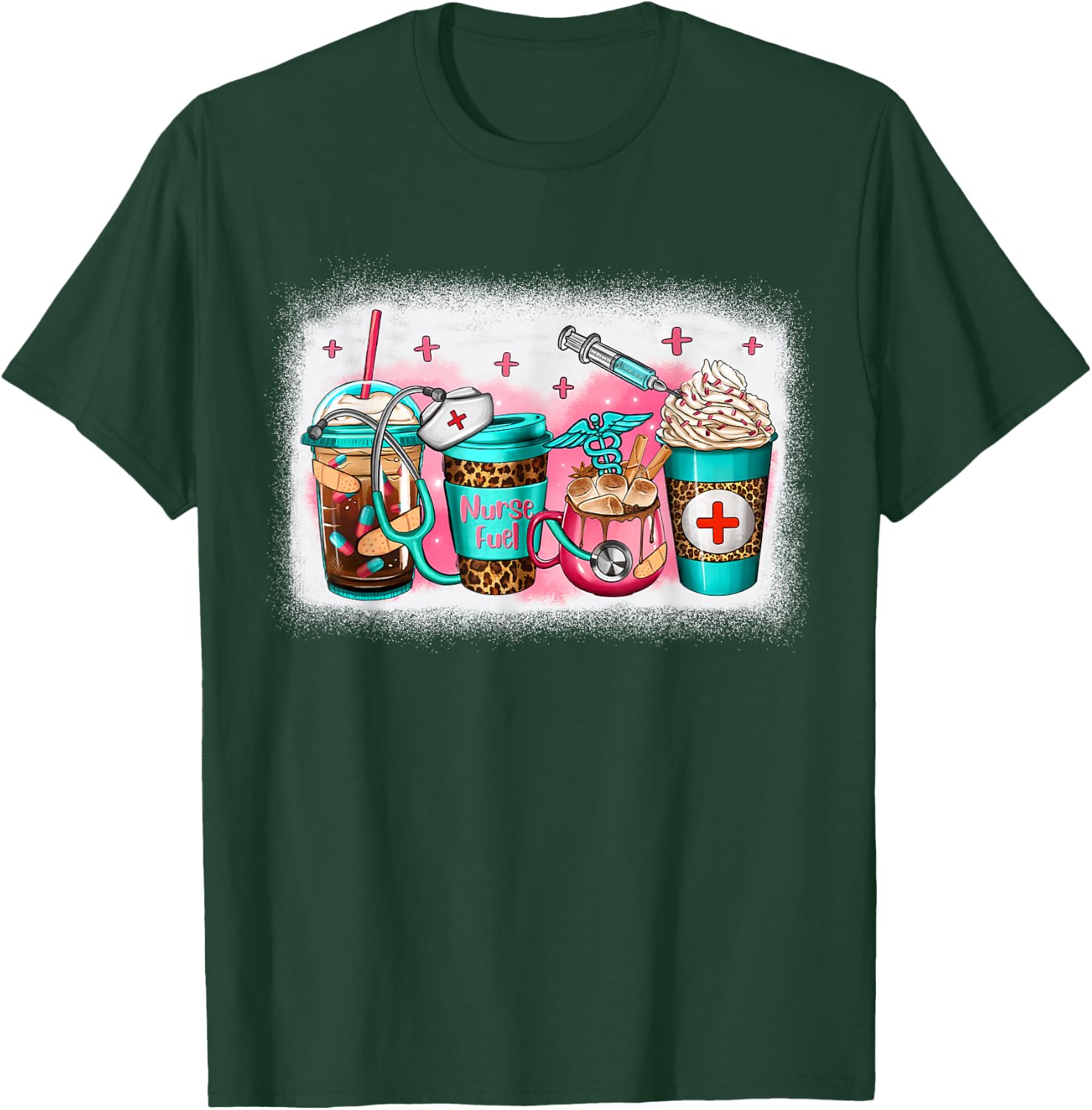 Women Nurse Fuel Coffee Cups, Funny Nurse Life RN Nursing T-Shirt - T-Shirt | Forest