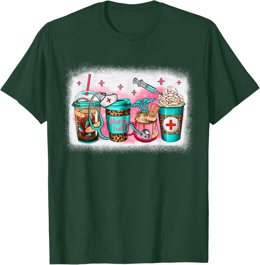 Women Nurse Fuel Coffee Cups, Funny Nurse Life RN Nursing T-Shirt - T-Shirt | Forest