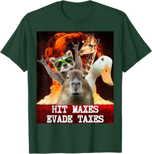 Funny Gym Weightlifting Hit Maxes Evade Taxes Workout Meme T-Shirt - T-Shirt | Forest