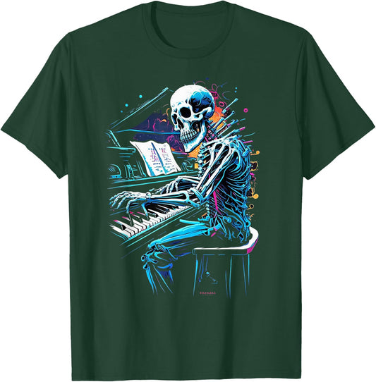 Skeleton Playing Piano Halloween Costume Pianist Musician T-Shirt - T-Shirt | Forest