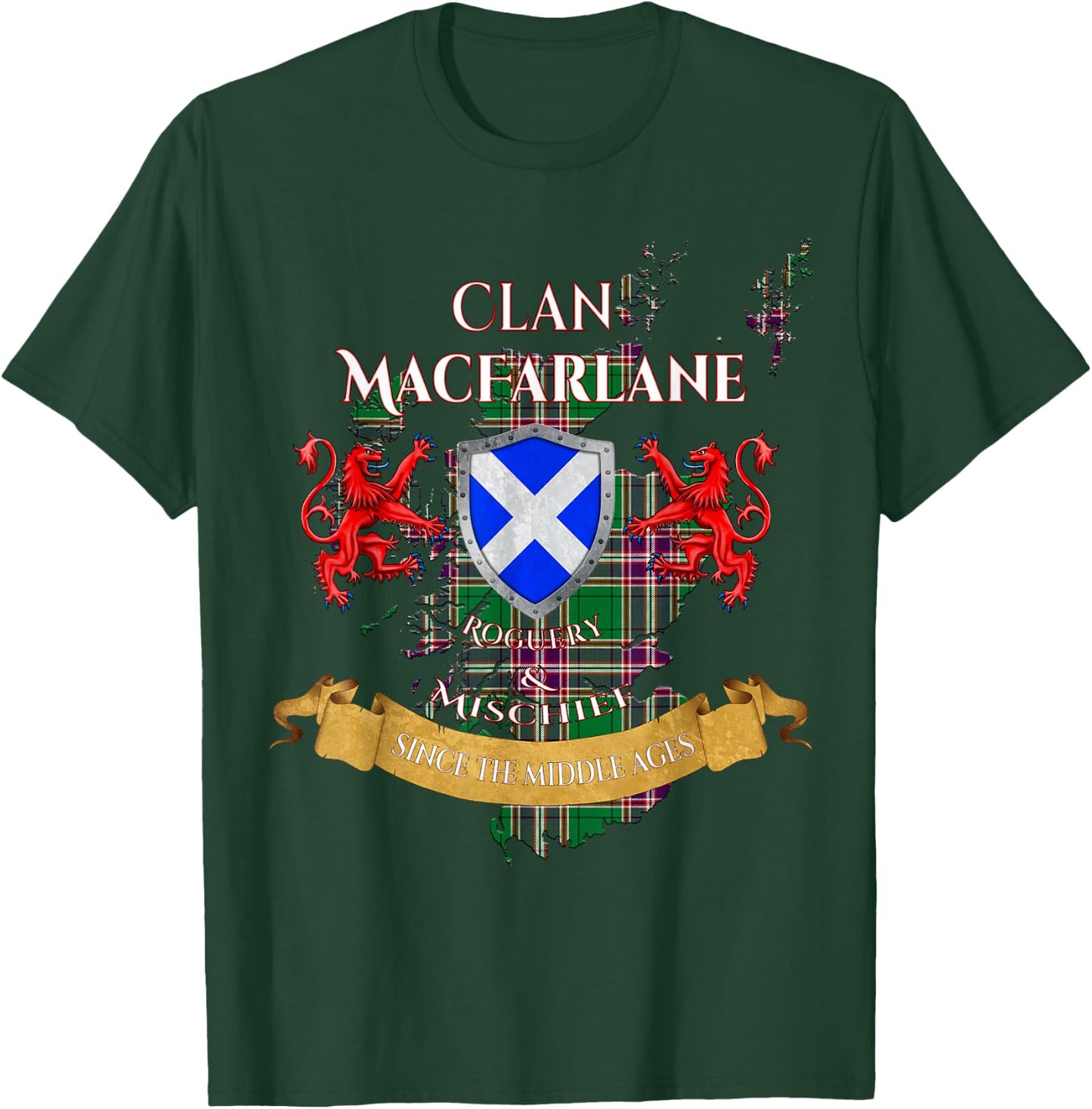 MacFarlane Hunting Scottish Family Clan Middle Ages Mischief T-Shirt - T-Shirt | Forest