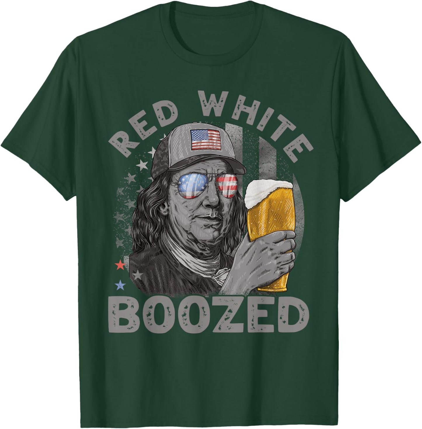 Red White Boozed Franklin Beer 4th of July T-Shirt - T-Shirt | Forest