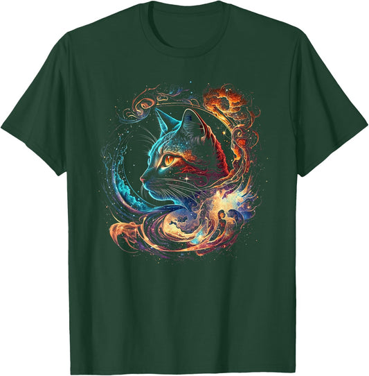 Cat in The Galaxy and Space Kitten Cat Head T-Shirt - T-Shirt | Forest