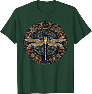 Magical Dragonfly Lover Stained Glass Graphic Design Art T-Shirt - T-Shirt | Forest