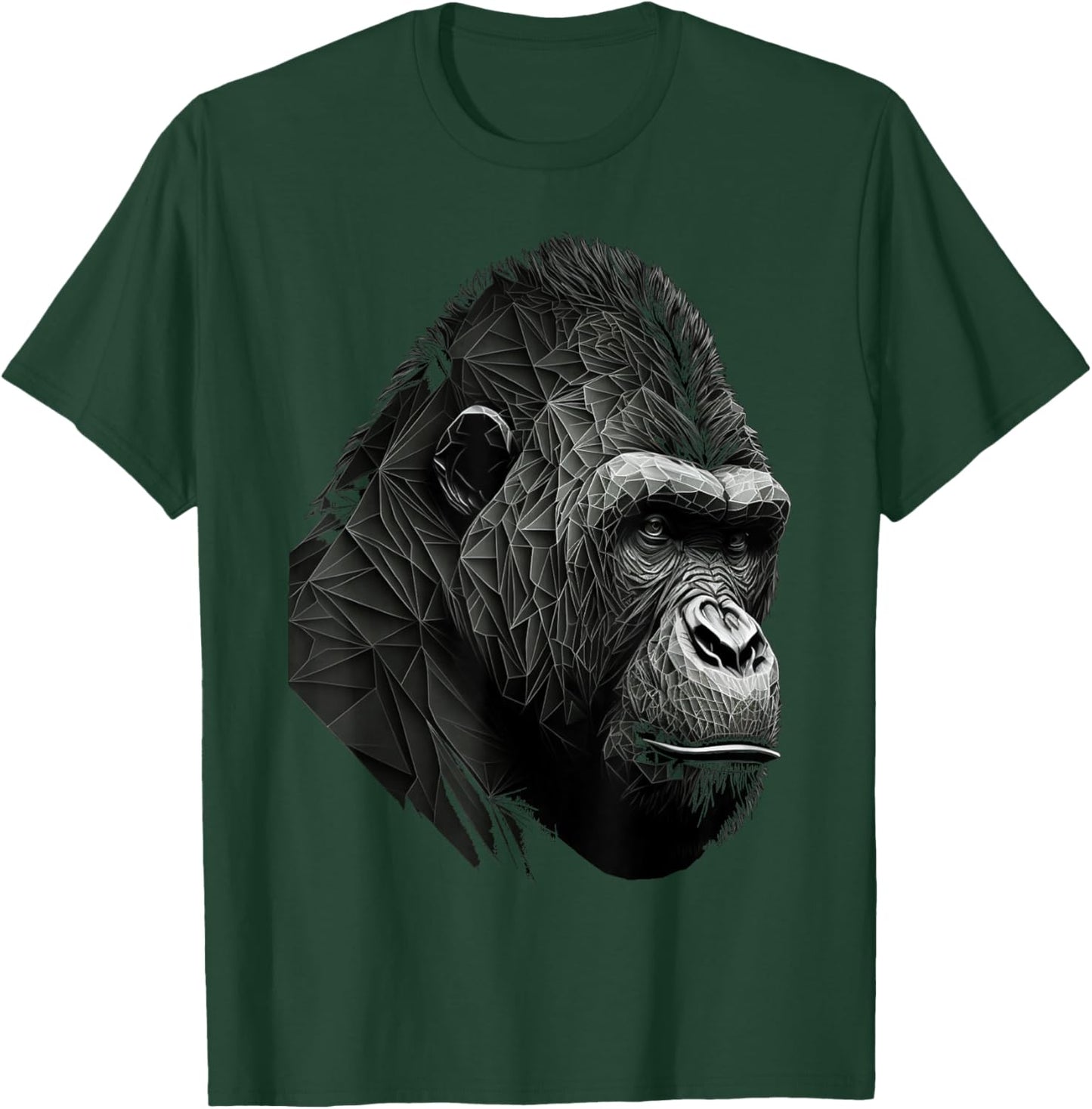 Gorilla Monkey Polygon Geometric Animals Print Art T-Shirt - T-Shirt | Forest