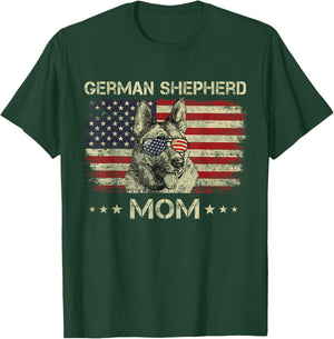 German Shepherd Mom Dog Lovers American Flag 4th Of July T-Shirt - T-Shirt | Forest