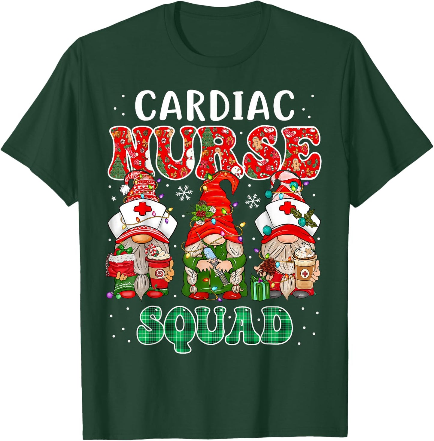 Cardiac Nurse Cute Christmas Gnomes Costume Cardiology Nurse T-Shirt - T-Shirt | Forest