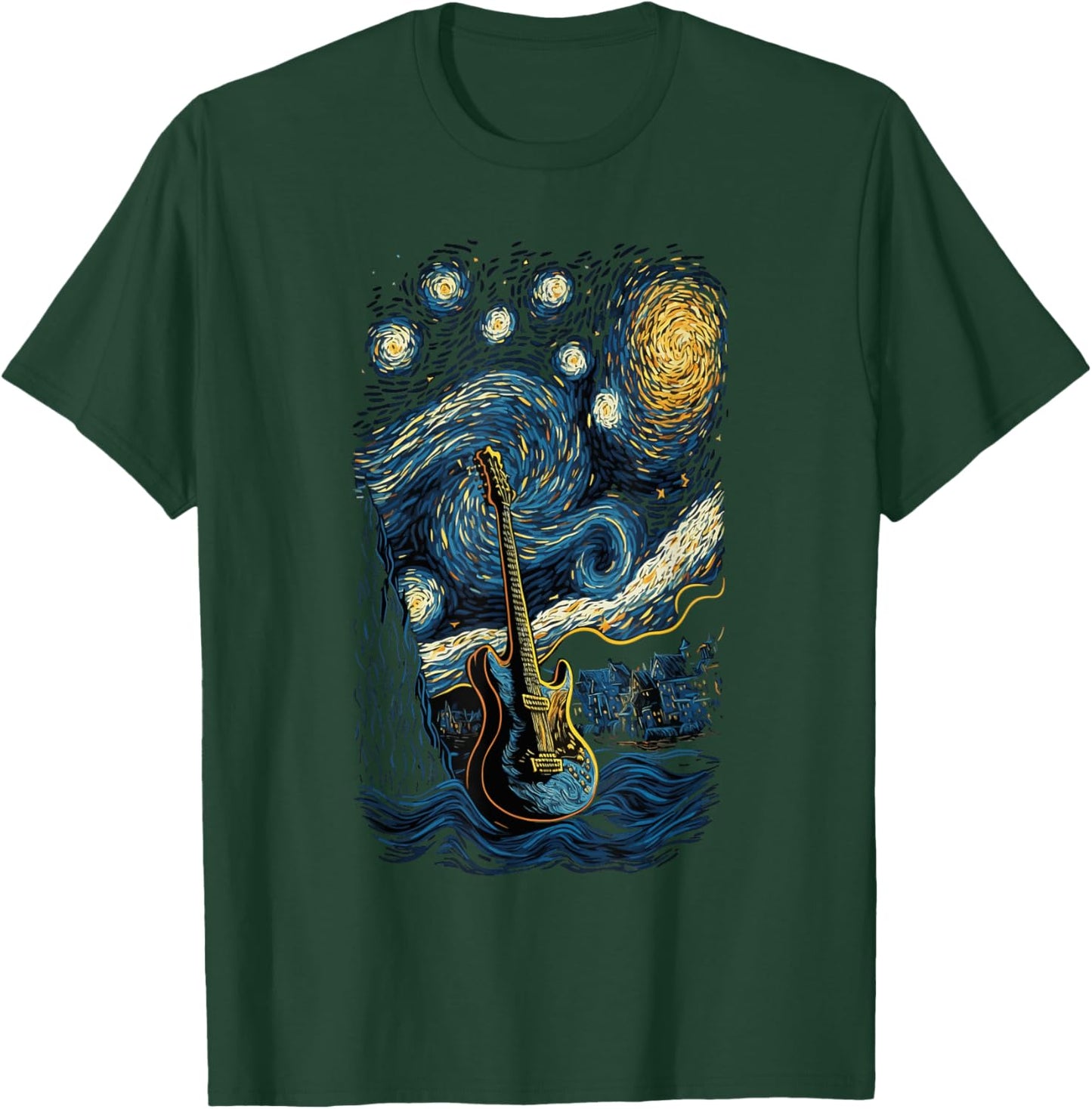 Starry Guitar Gifts Guitarist Rock Concert Festival Guitar T-Shirt - T-Shirt | Forest