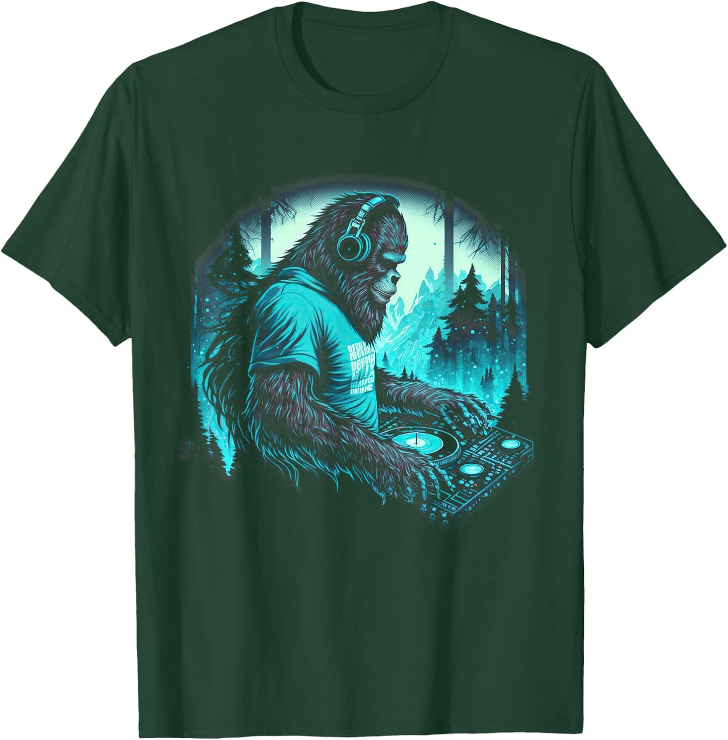 DJ Bigfoot Headphone EDM Music T-Shirt - T-Shirt | Forest