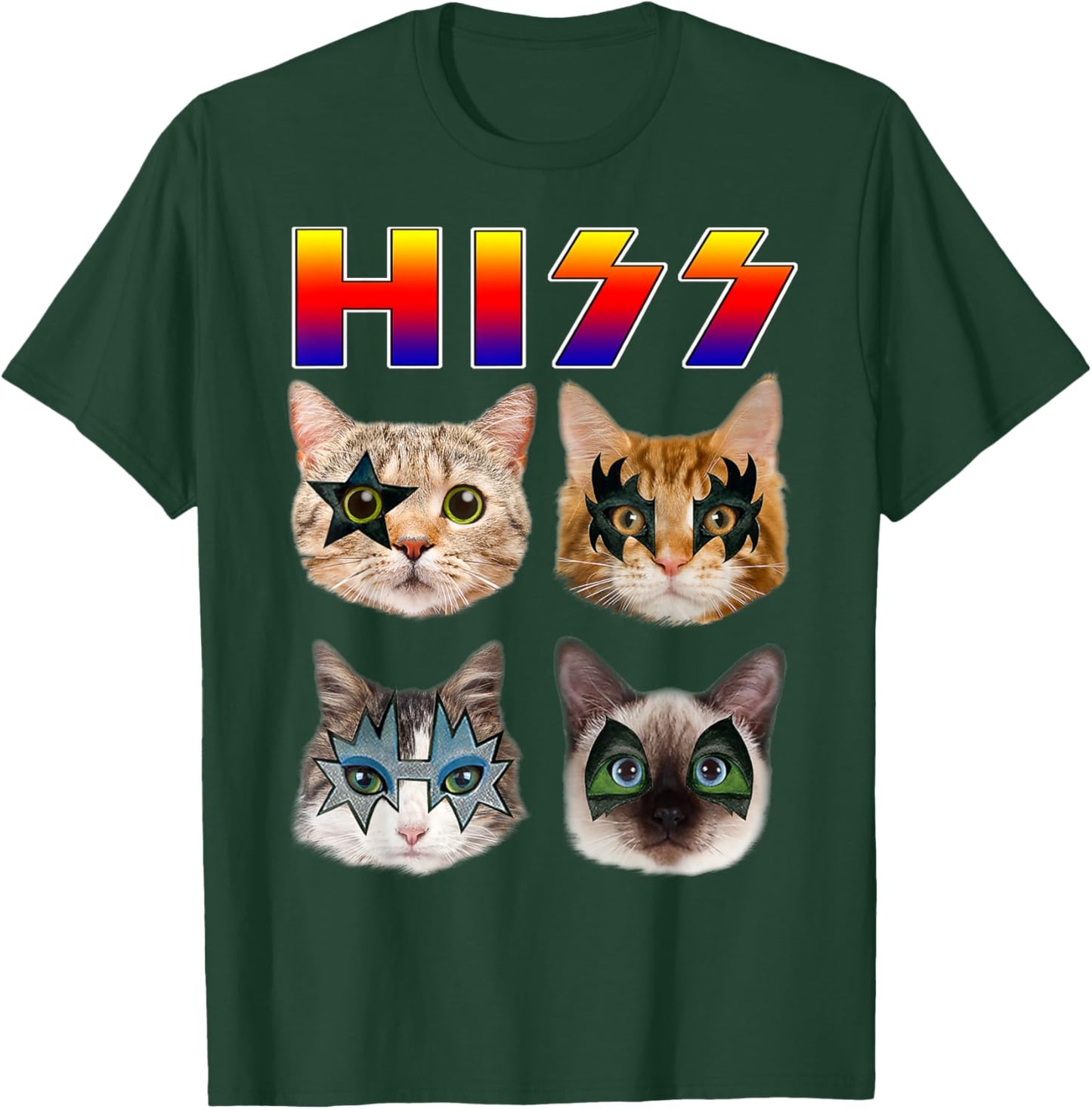 Funny Cat Hiss Rock and Roll for Cat Lover, Cat Dad, Cat mom T-Shirt - T-Shirt | Forest