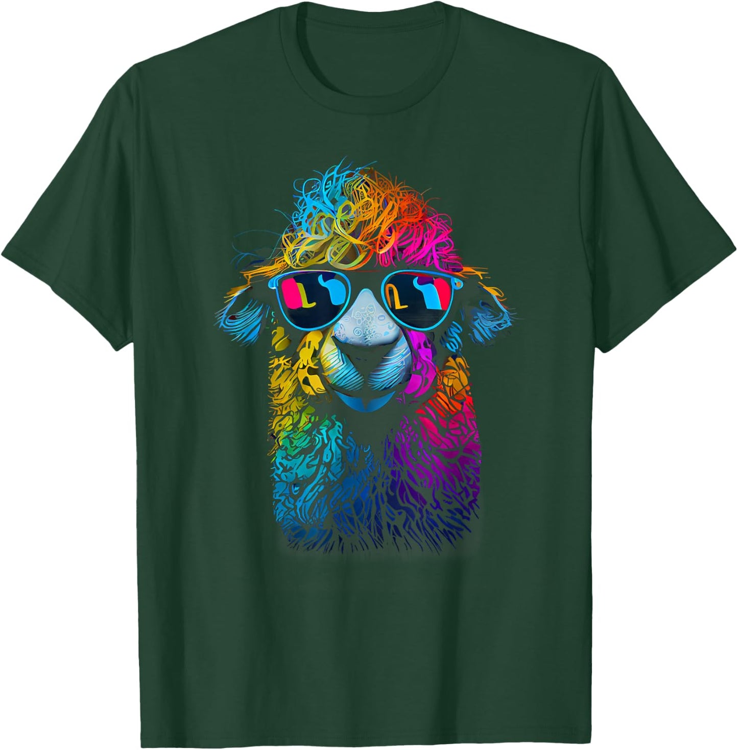 Lama Colorful Cool Alpaca Alpacalover T-Shirt - T-Shirt | Forest
