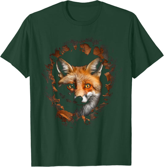 Fox Wall Artwork | Animal Motif Fox T-Shirt - T-Shirt | Forest