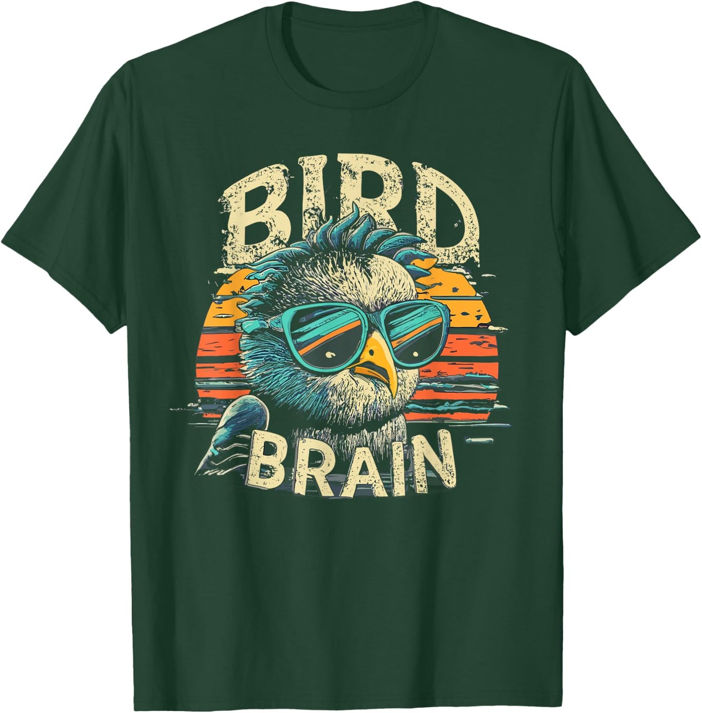 I heart Birds Funny Bird Brain Vintage Retro Sunset Cute T-Shirt - T-Shirt | Forest