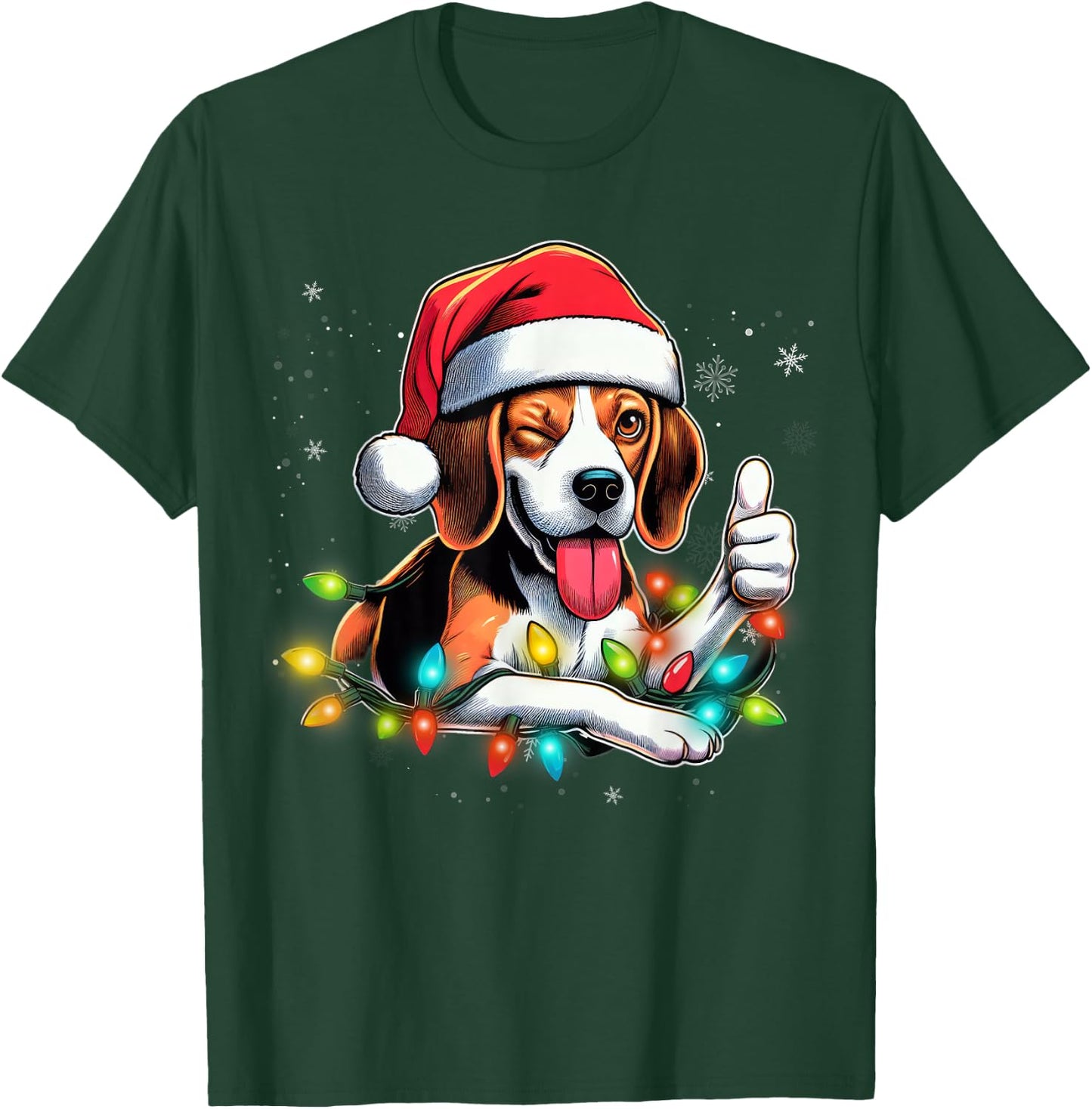 Beagle Christmas Tree Lights, Funny Dog Santa Pajama, Women T-Shirt - T-Shirt | Forest