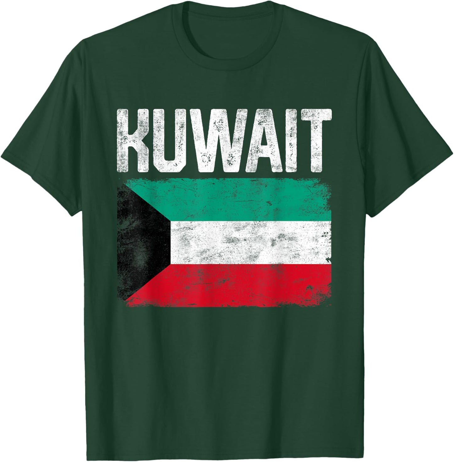 Men Women Kids Patriotic Distressed Retro Kuwait Flag T-Shirt - T-Shirt | Forest