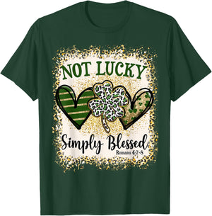 Not Lucky Simply Blessed St Patricks Day Leopard Shamrock T-Shirt - T-Shirt | Forest