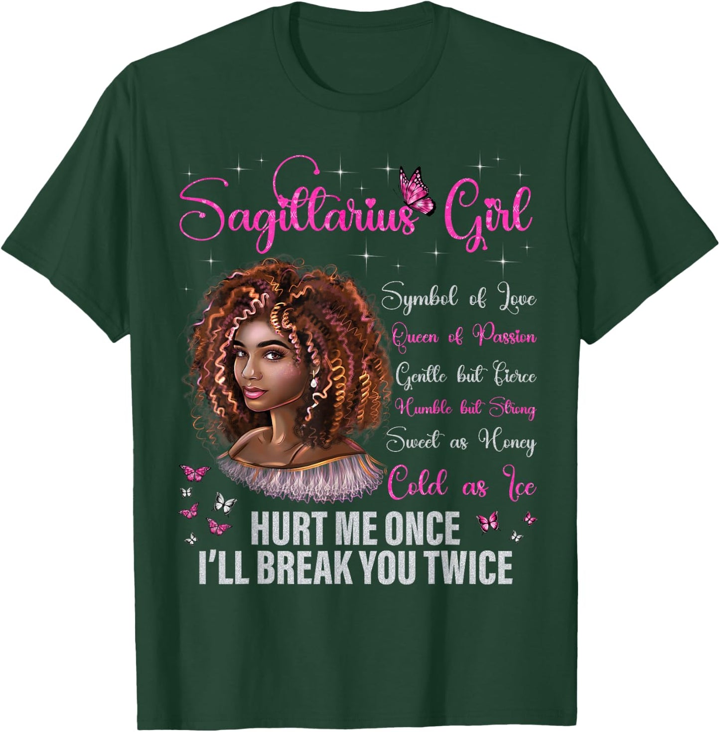 Sagittarius Girl Black Queen Zodiac Birthday Afro Woman T-Shirt - T-Shirt | Forest