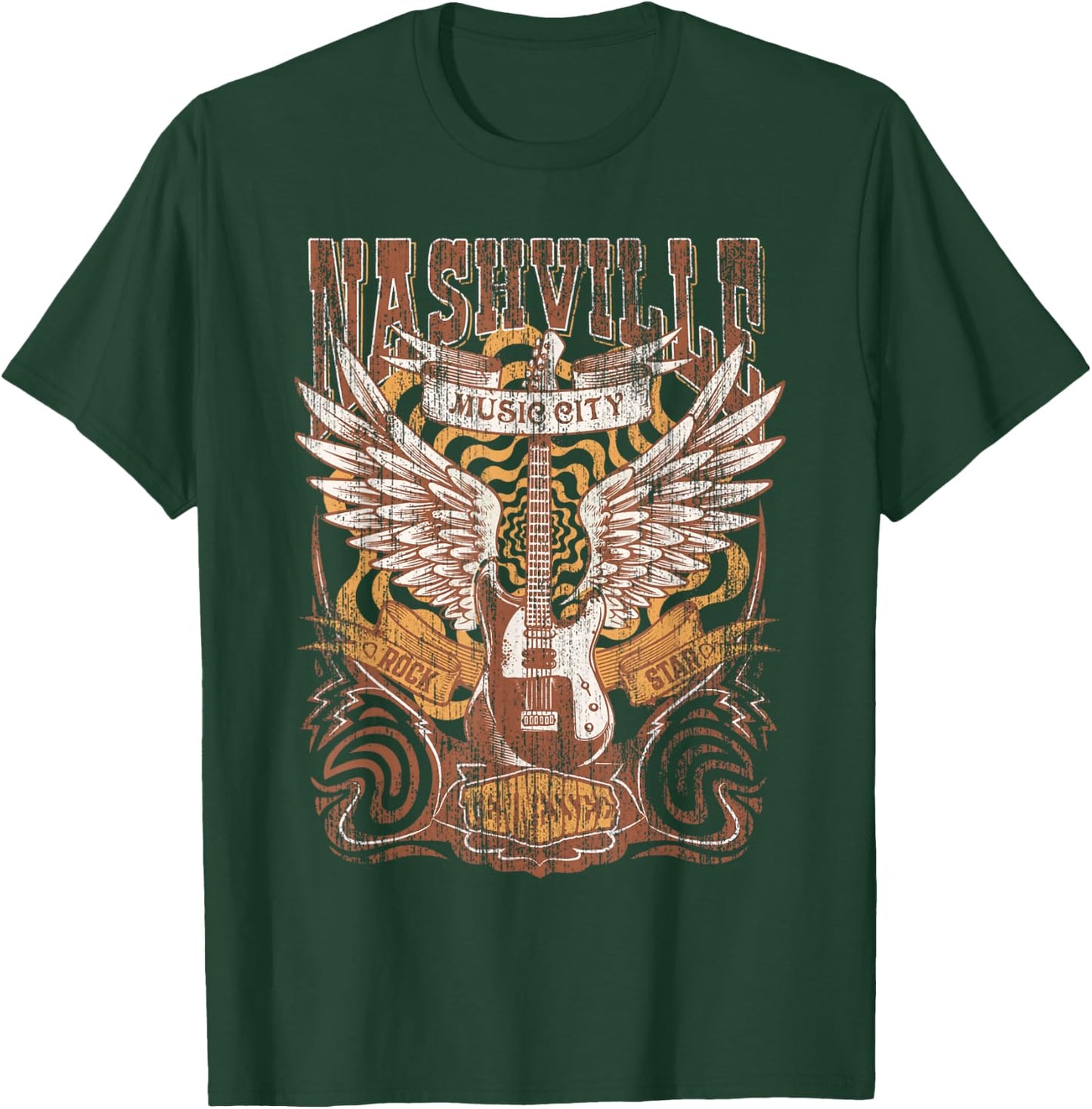 Nashville Tennessee Guitar Country Music City Guitarist Gift T-Shirt - T-Shirt | Forest