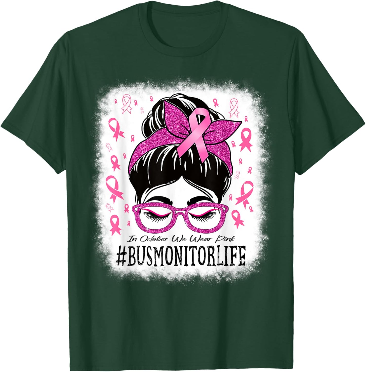Bus Monitor In October We Wear Pink Breast Cancer Awareness T-Shirt - T-Shirt | Forest