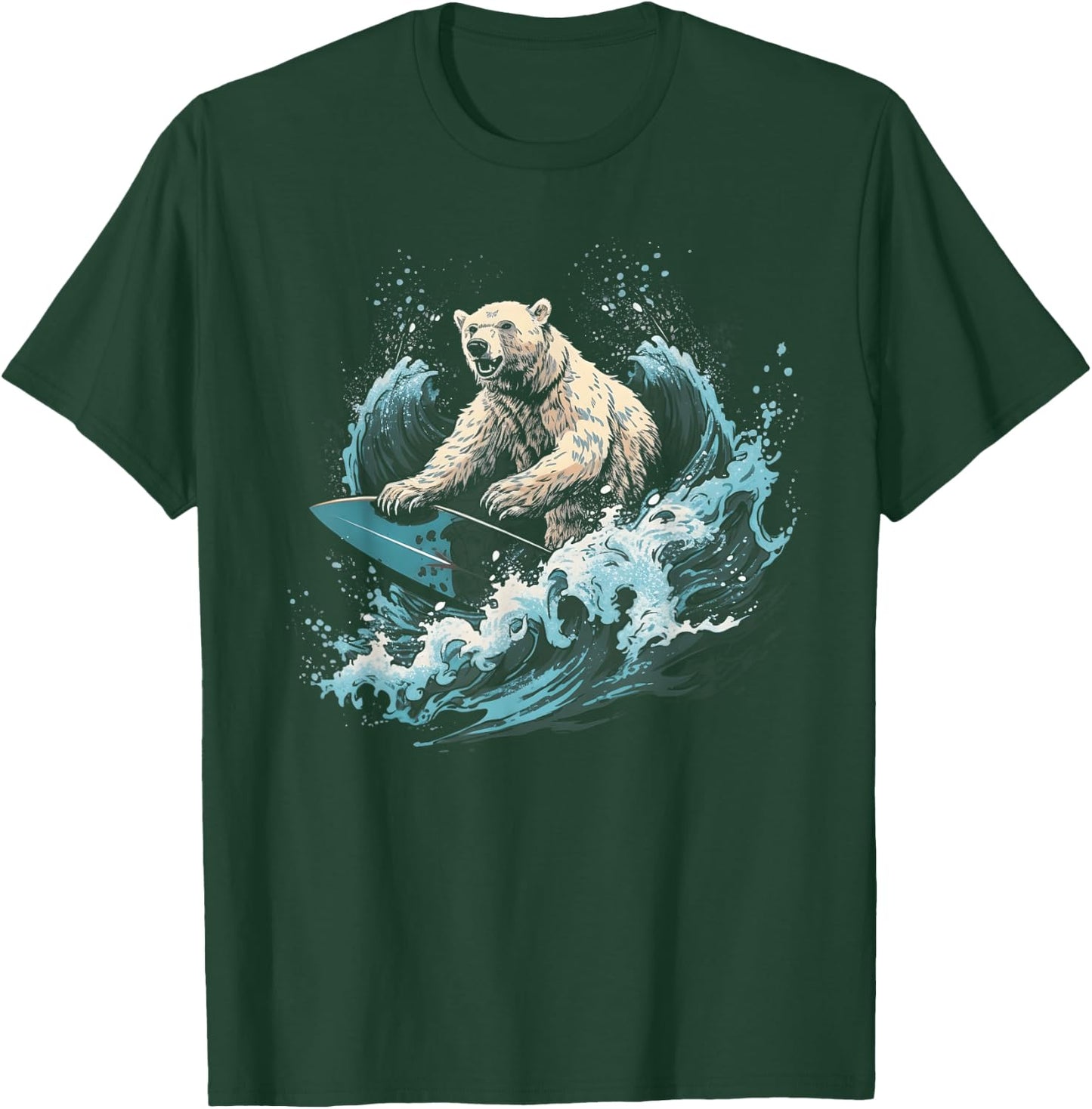 Polar Bear Surfing Wave on Surfboard Beach Polar Bear Lover T-Shirt - T-Shirt | Forest