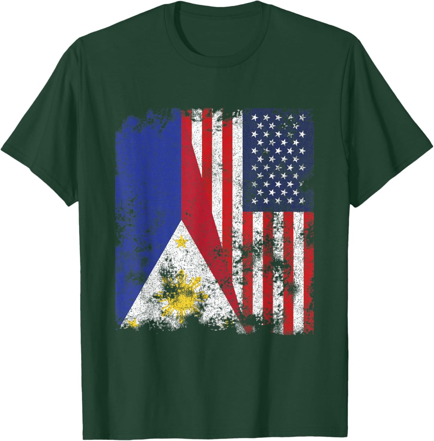 Philippines USA Flag Distressed - Half American T-Shirt - T-Shirt | Forest