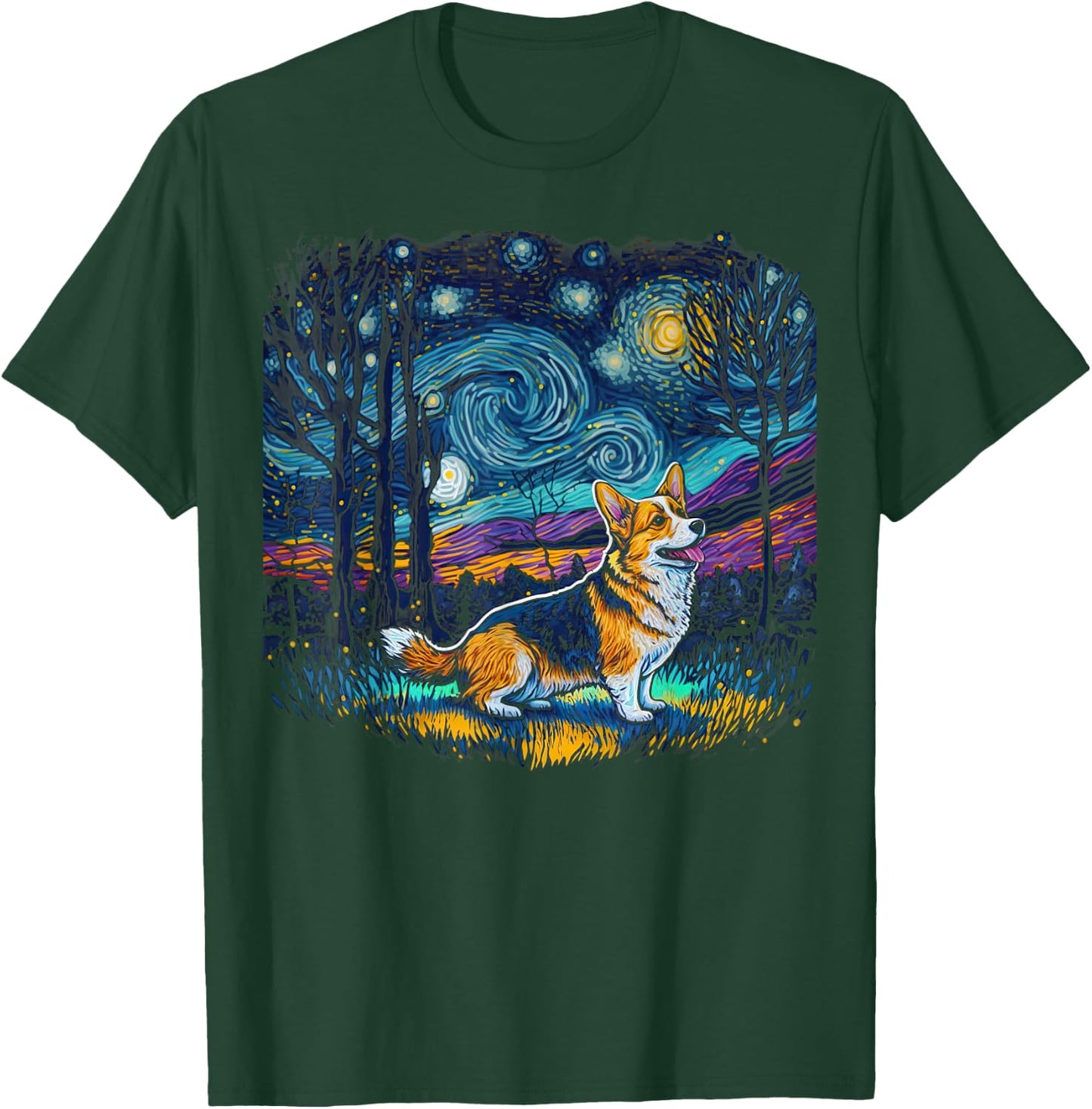 Dog Lovers Starry Night Corgi T-Shirt - T-Shirt | Forest