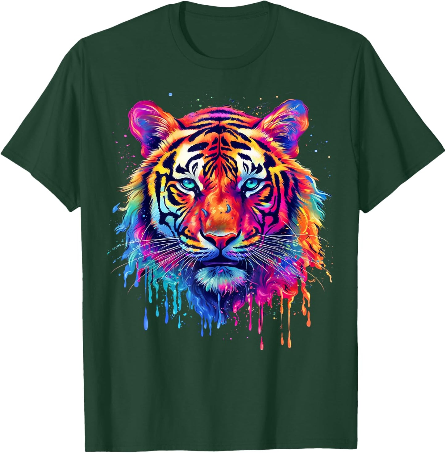 Colorful Tiger Splash Art Animal Motif T-Shirt - T-Shirt | Forest
