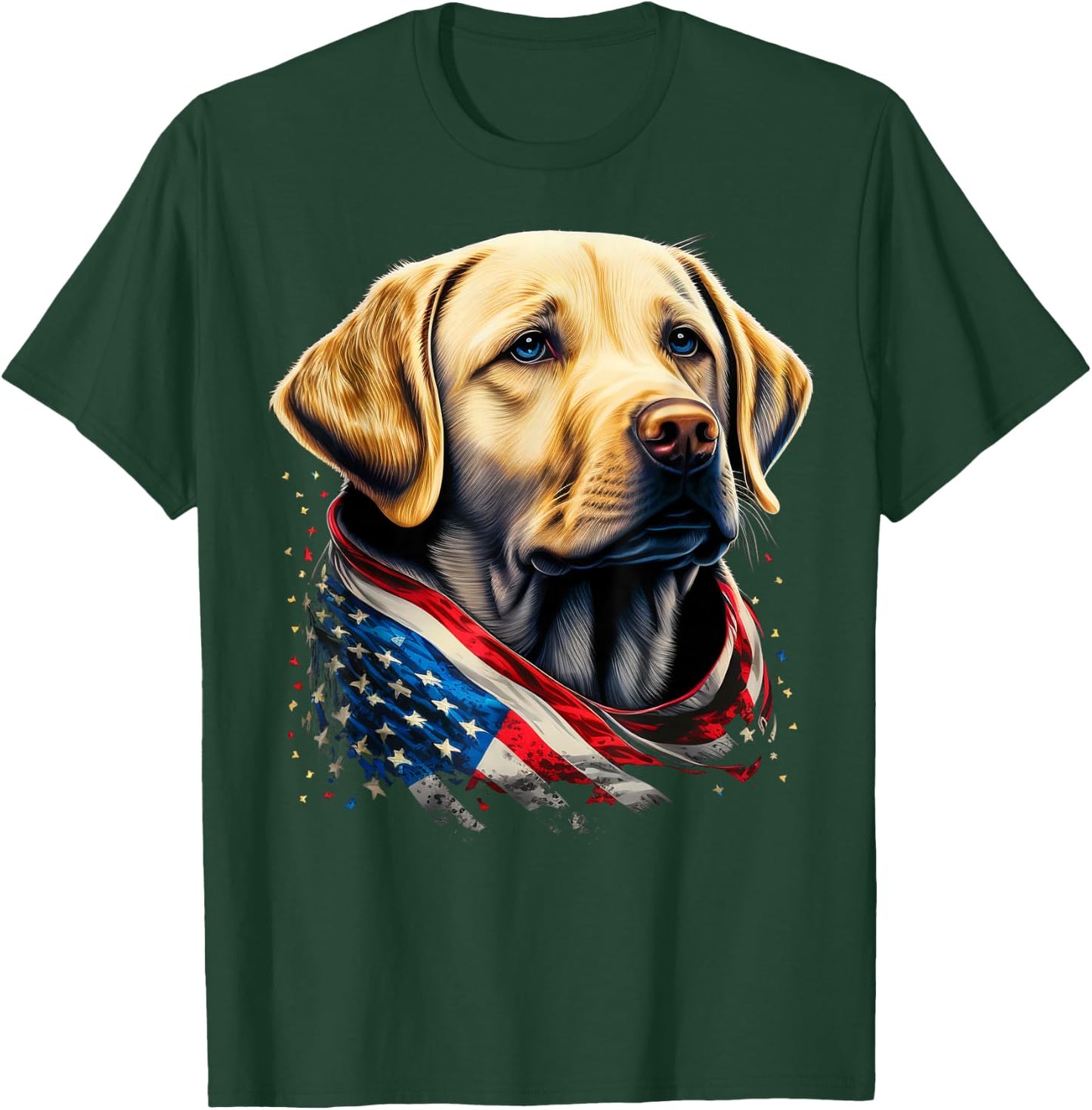 USA 4th Of July Yellow Patriotic American Labrador Retriever T-Shirt - T-Shirt | Forest