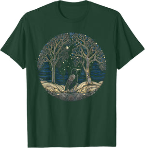 Bird Tree Artwork | Animal Motif Bird T-Shirt - T-Shirt | Forest