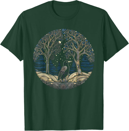 Bird Tree Artwork | Animal Motif Bird T-Shirt - T-Shirt | Forest