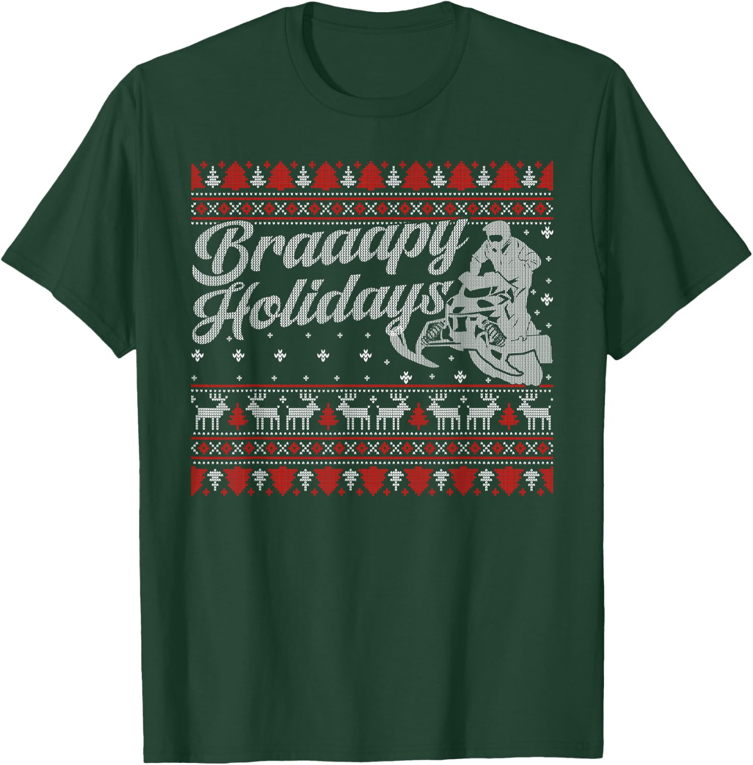 Braapy Holidays Funny Sled Snowmobile Braap Ugly Christmas T-Shirt - T-Shirt | Forest