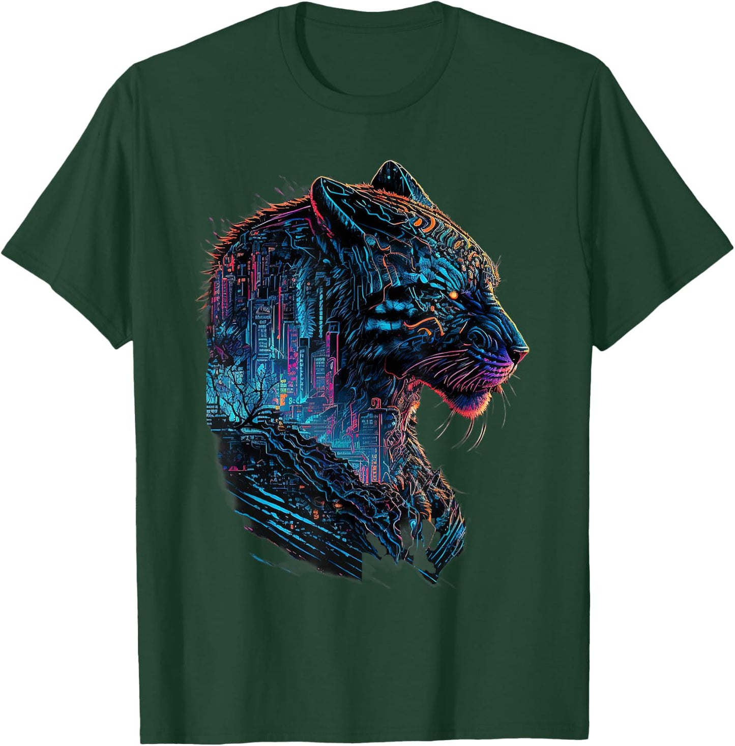 tiger with cyberpunk City Japanese style for lover Gaming T-Shirt - T-Shirt | Forest