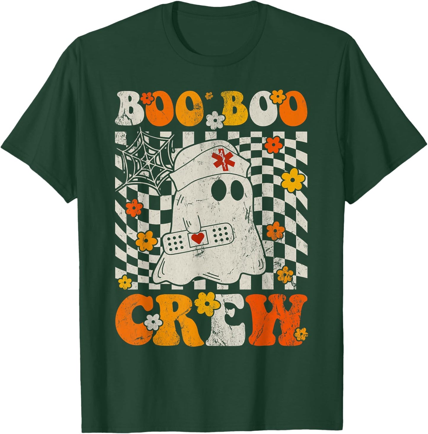 Funny Boo Boo Crew Nurse Halloween Costume Ghost Nursery T-Shirt - T-Shirt | Forest