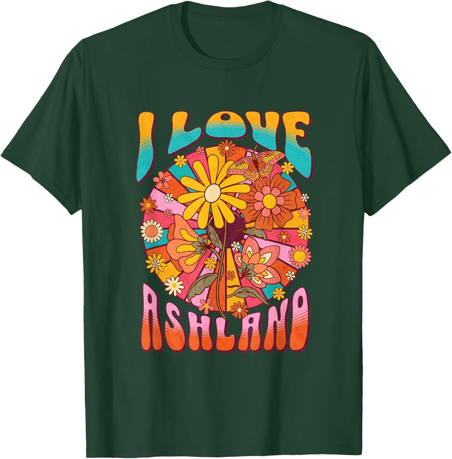 Ashland, Oregon Retro 60s Style Graphic Hippie T-Shirt - T-Shirt | Forest