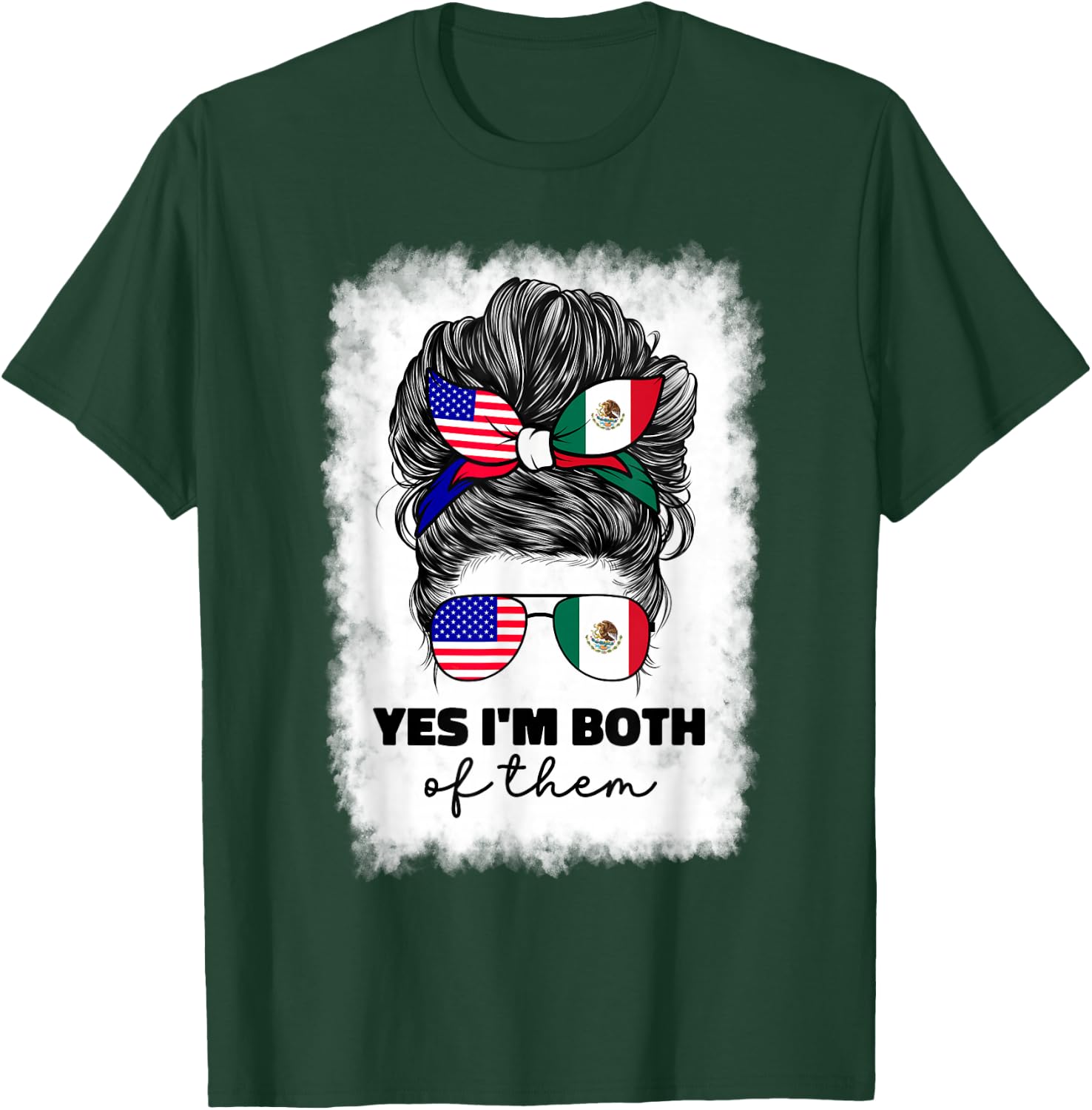 Half Mexican and American Mexico America USA Flag Girl Woman T-Shirt - T-Shirt | Forest