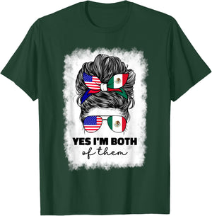 Half Mexican and American Mexico America USA Flag Girl Woman T-Shirt - T-Shirt | Forest