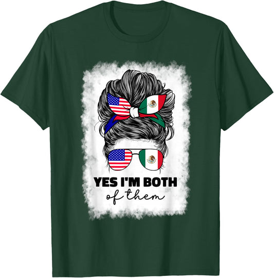Half Mexican and American Mexico America USA Flag Girl Woman T-Shirt - T-Shirt | Forest