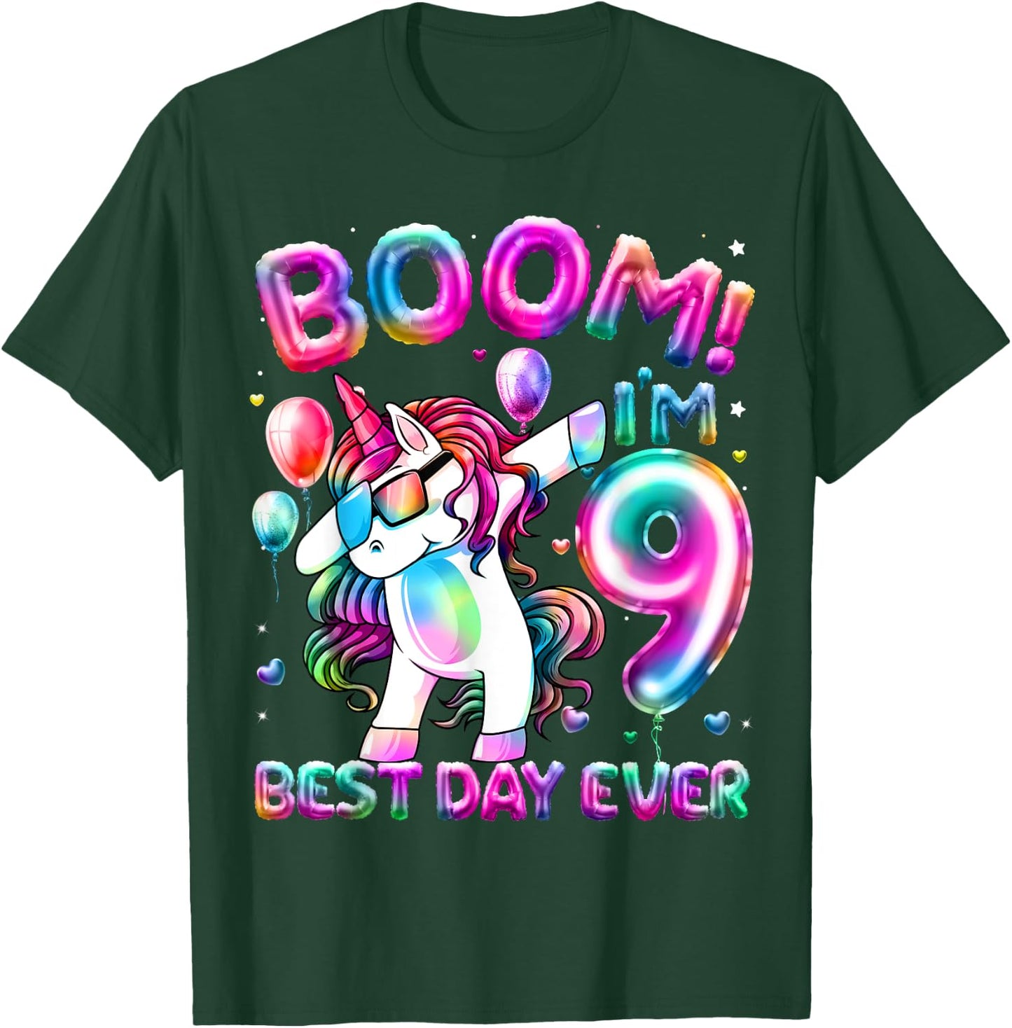 9 Years Old Dabbing Unicorn Gifts 9th Birthday Girl Party T-Shirt - T-Shirt | Forest