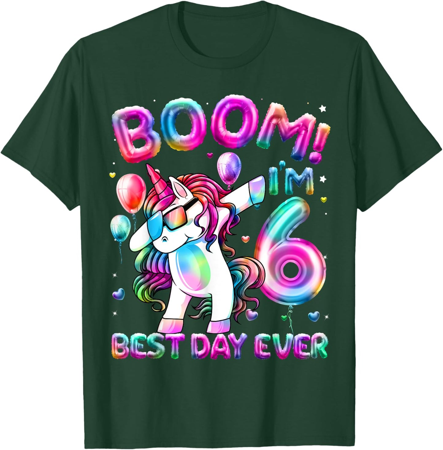 6 Years Old Dabbing Unicorn Gifts 6th Birthday Girl Party T-Shirt - T-Shirt | Forest