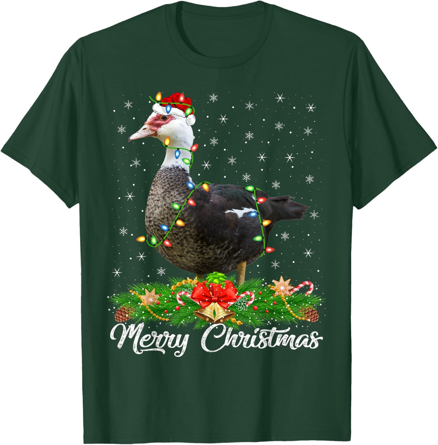 Duck Bird Lover Matching Santa Hat Muscovy Duck Christmas T-Shirt - T-Shirt | Forest