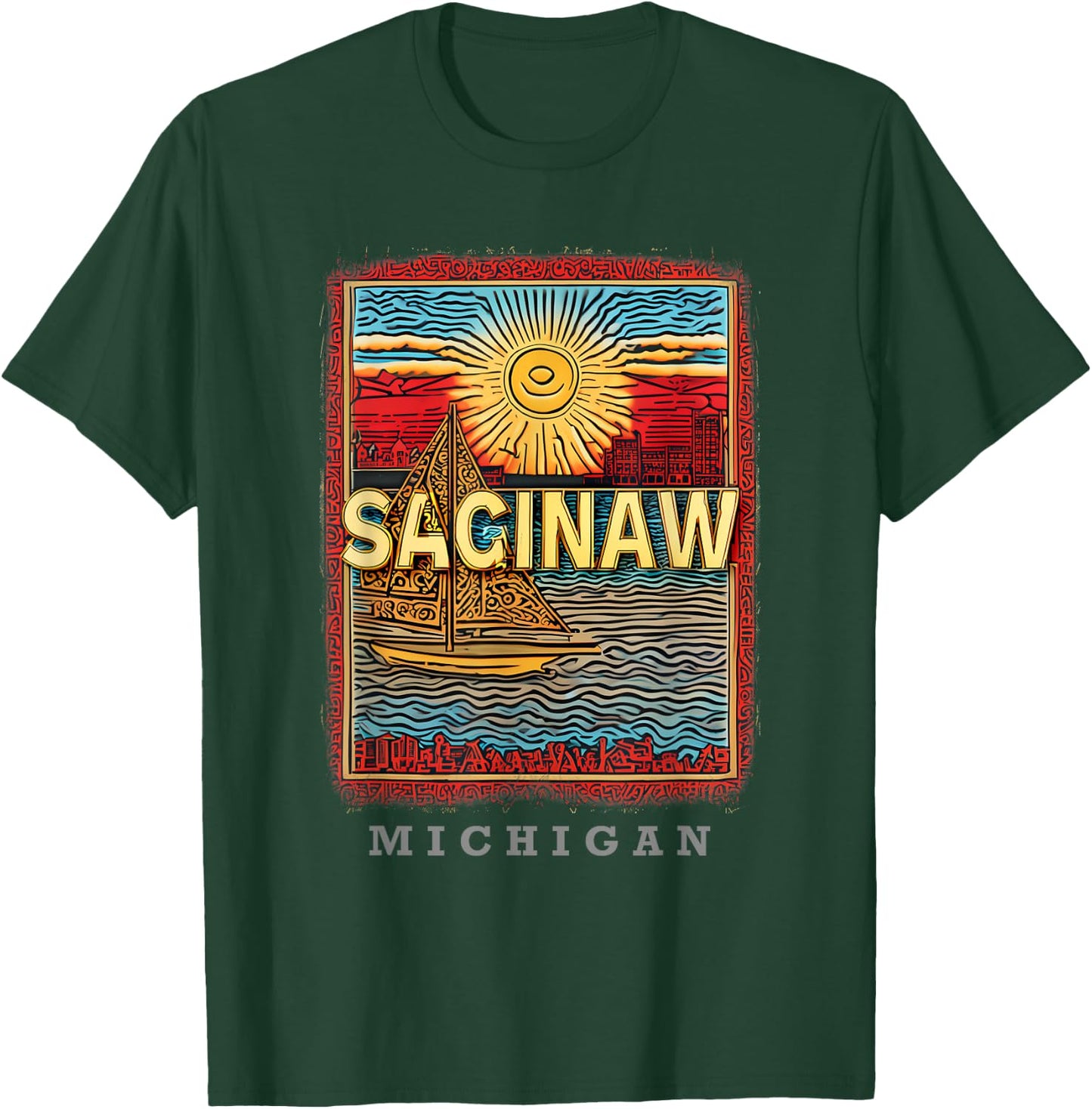 Saginaw Michigan MI Riverside Charm SD915 T-Shirt - T-Shirt | Forest