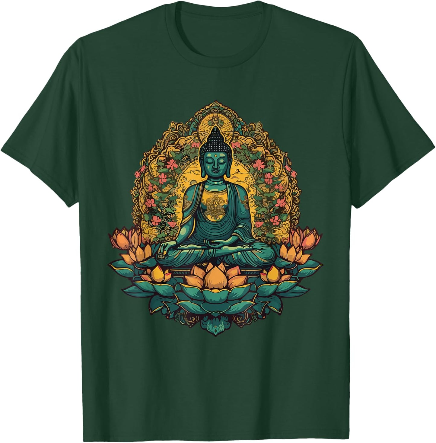 Buddha Mandala Buddhist Mindfulness Buddhism Spiritual Yoga T-Shirt - T-Shirt | Forest