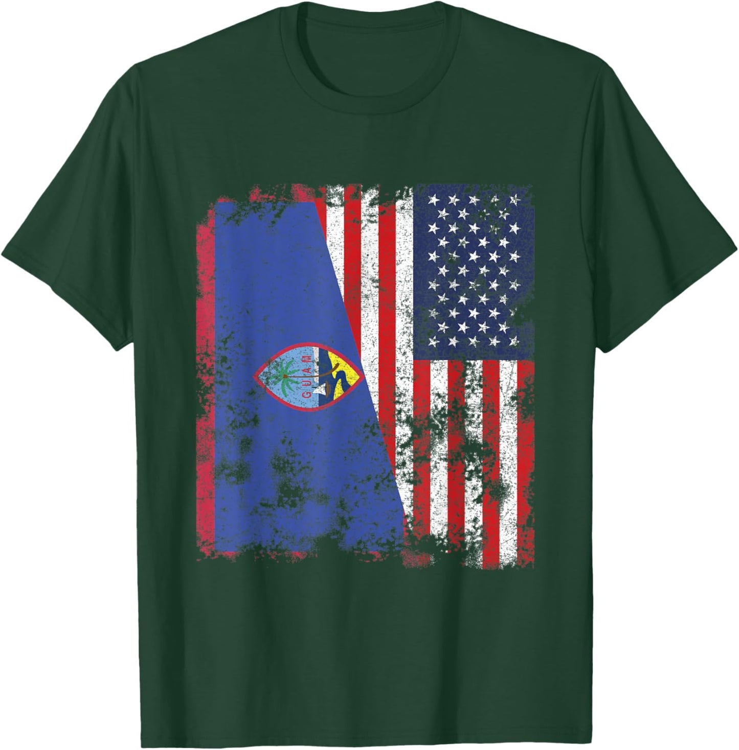Guam USA Flag Distressed - Half American Kids Men T-Shirt - T-Shirt | Forest