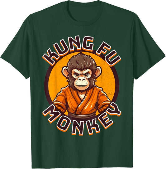 Kung Fu Monkey - Monkey in a Karate GI - Funny Martial Arts T-Shirt - T-Shirt | Forest